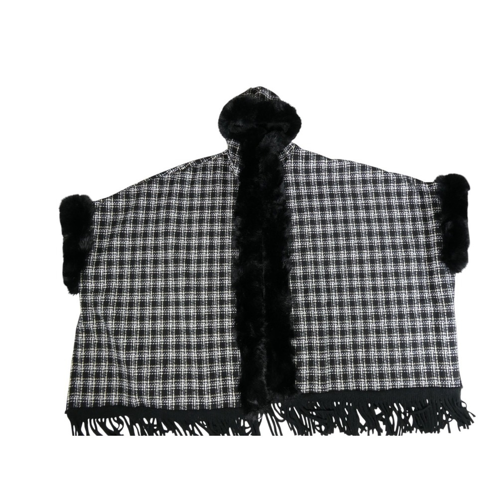 Juicy Couture Faux Fur Black Jacket OS Model RN105797 Hooded Plush One Size